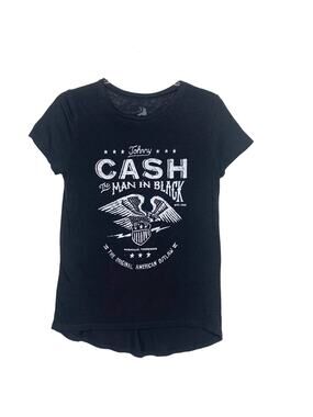 JOHNNY CASH The Man In Black Graphic T-Shirt Short Sleeve Crew Neck Black Size S